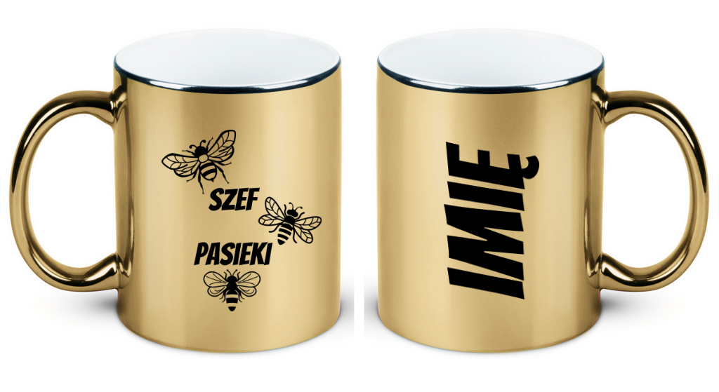 Kubek złoty z nadrukiem „Szef pasieki” – pszczelarstwo #4