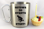 Kubek ze srebrnym karabińczykiem – z nadrukiem "Gotowa do startu start!" – dla pań, bieganie #5