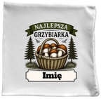Poduszka prezent dla miłośniczki grzybów z nadrukiem "Najlepsza Grzybiarka" z imieniem wyboru - grzyby #6