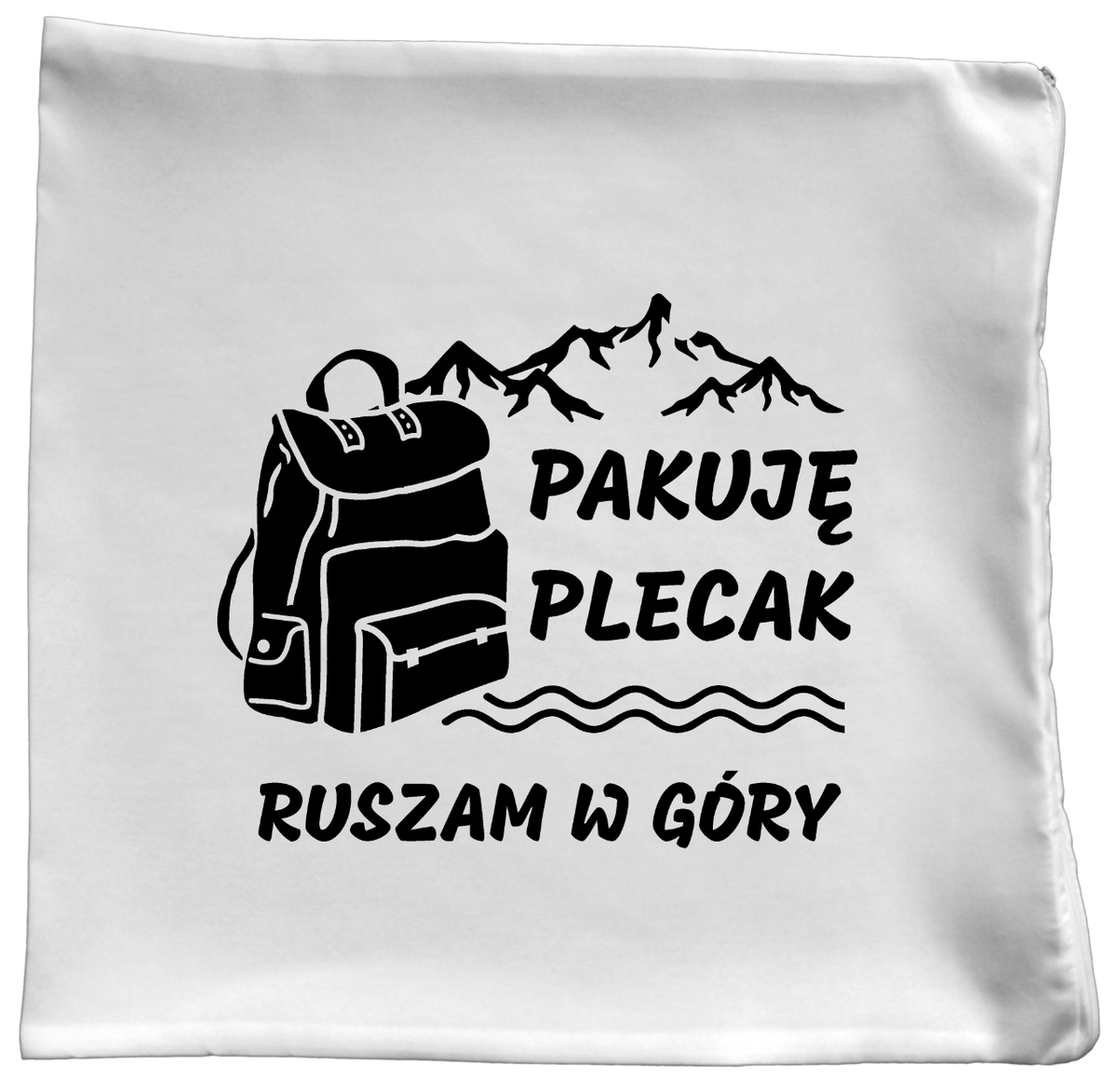 Poduszka z nadrukiem "Pakuję plecak, ruszam w góry" #2