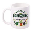 Kubek biały z nadrukiem „Najlepszy działkowiec na swoim kawałku ziemi” – ogród, działka #4