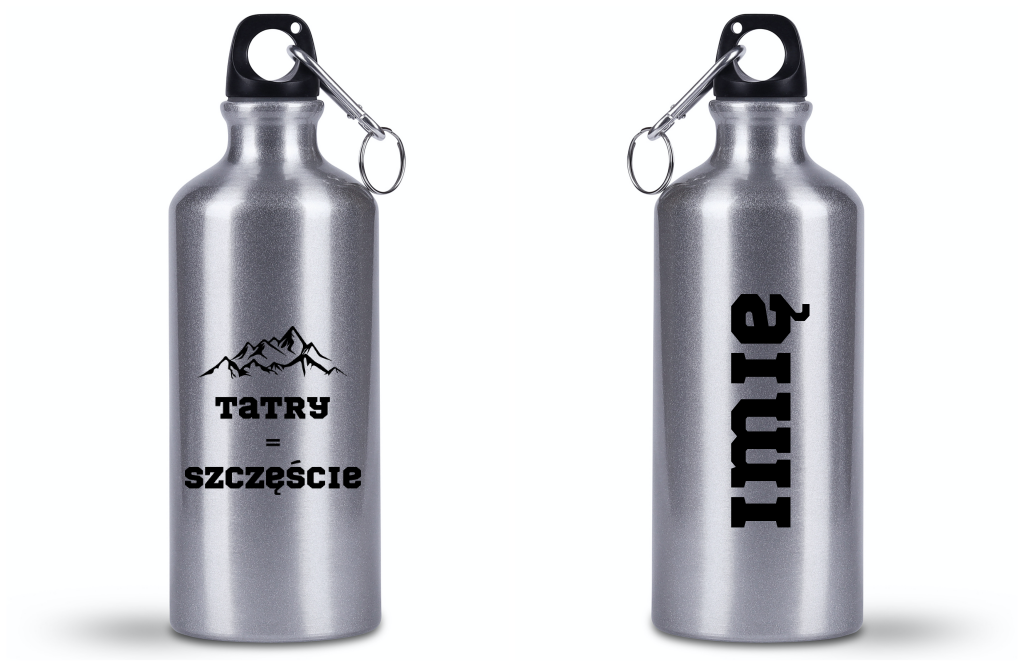 Bidon srebrny 500 ml z nadrukiem „Tatry = Szczęście” – Podhale, Zakopane, góry #3