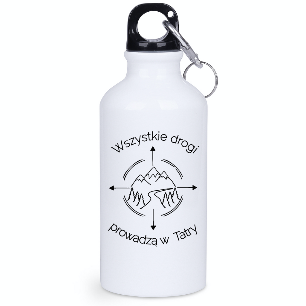 Butelka biała 400 ml z nadrukiem „Wszystkie drogi prowadzą w Tatry” – góry, Zakopane #9