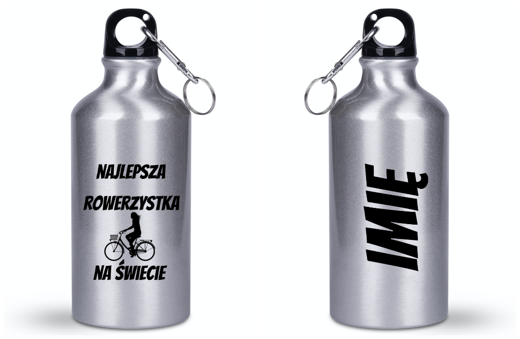 Butelka srebrna 400 ml z nadrukiem „Najlepsza rowerzystka na świecie” – dla rowerzystki #3