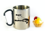 Kubek metalowy 300 ml z czarnym karabińczykiem i nadrukiem "Super Wędkarz" #5