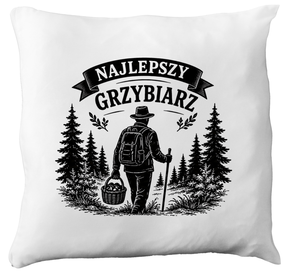 Poduszka prezent dla miłośnika grzybów z nadrukiem "Najlepszy Grzybiarz" - grzyby #4
