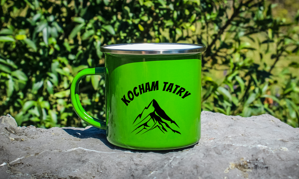 Kubek emaliowany zielony z nadrukiem "Kocham Tatry" - góry, Zakopane, Podhale #3