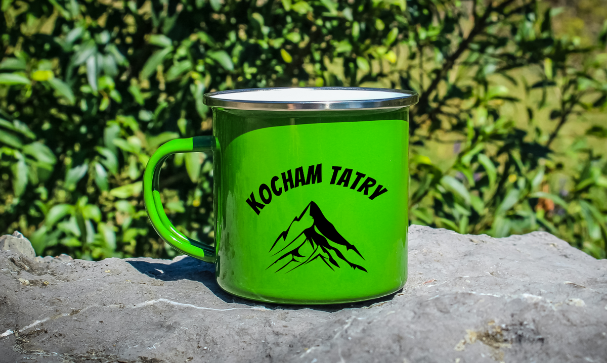 Kubek emaliowany zielony z nadrukiem "Kocham Tatry" - góry, Zakopane, Podhale #3