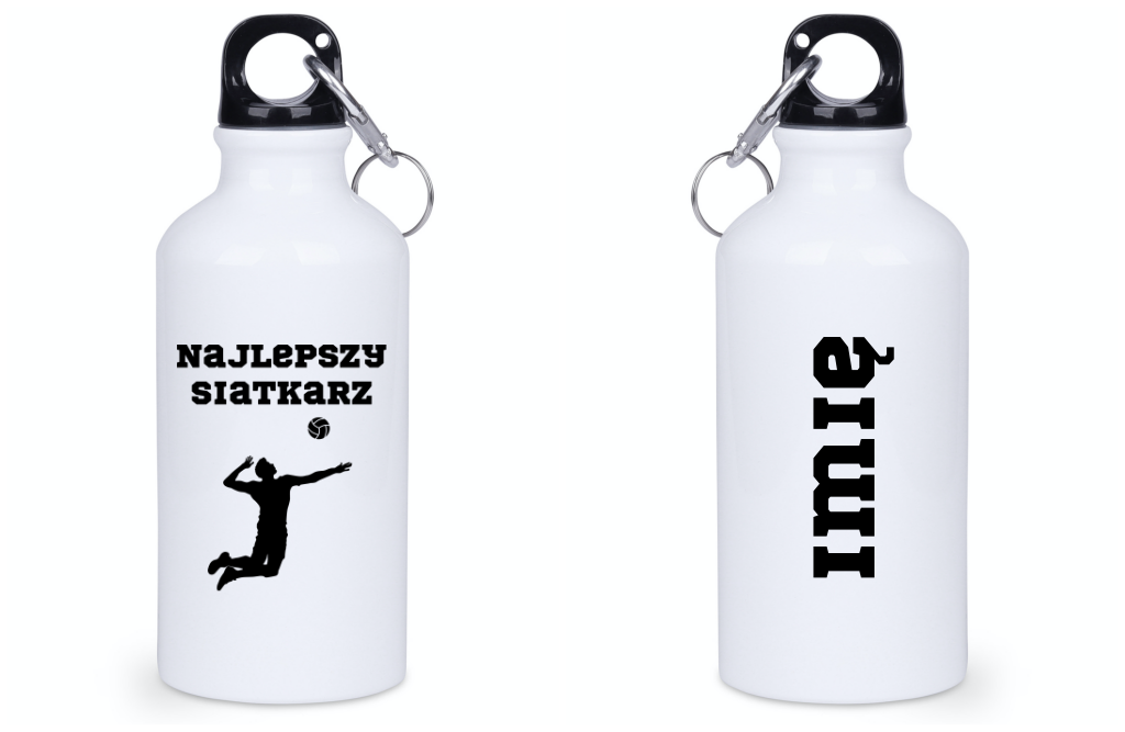 Bidon biały 400 ml z nadrukiem "Najlepszy Siatkarz" – siatkówka #7