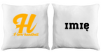 Poduszka z żółtą literą H i napisem "I Love Handball" #2