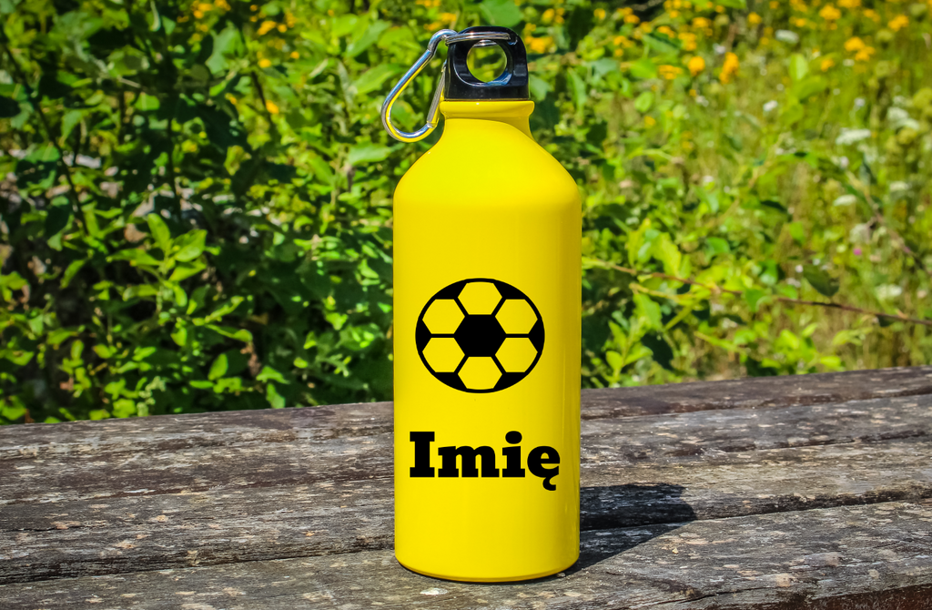 Bidon żółty 600 ml z grafiką piłki i własnym imieniem #8
