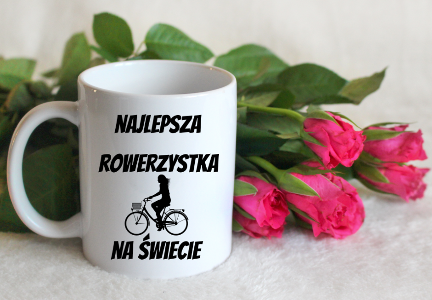 Kubek biały z nadrukiem „Najlepsza rowerzystka na świecie” – dla rowerzystki #7