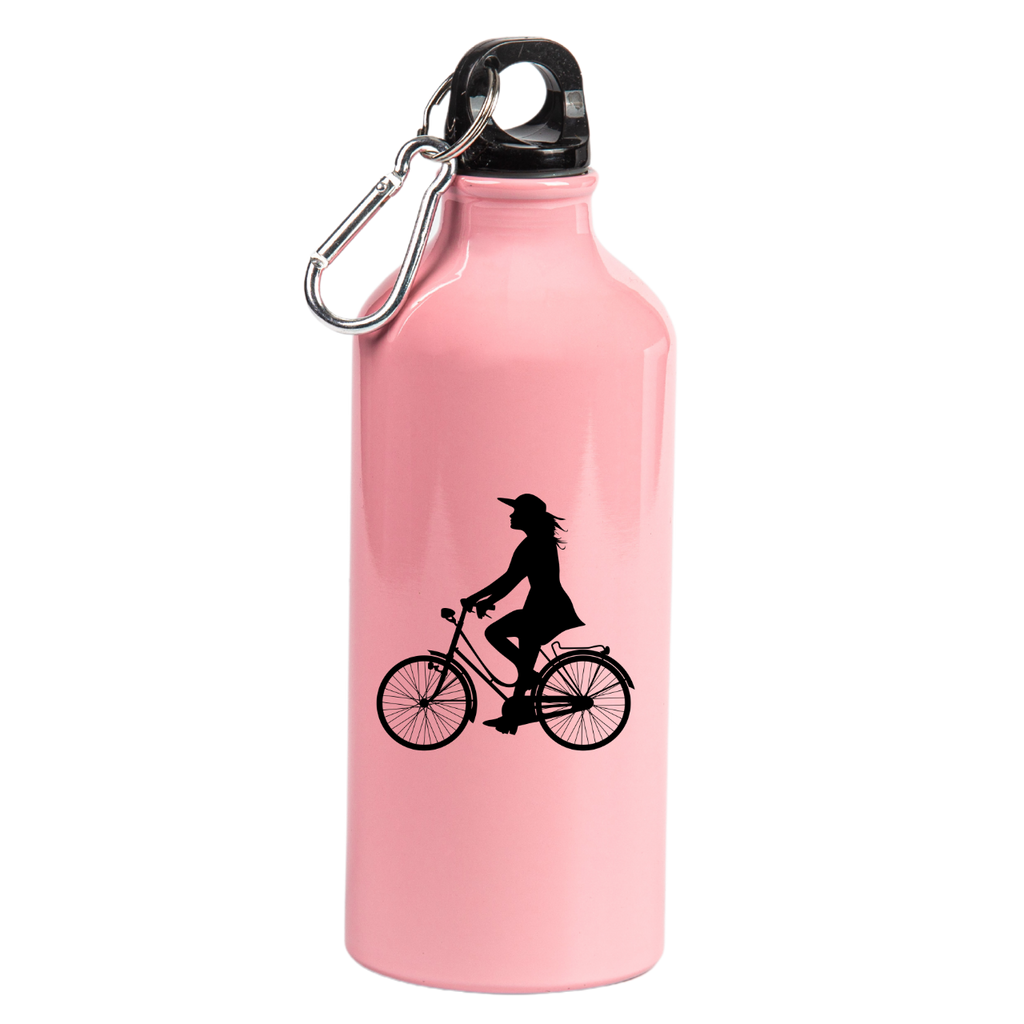 Butelka różowa 600 ml z grafiką roweru oraz imieniem do wyboru - dla rowerzystki #6