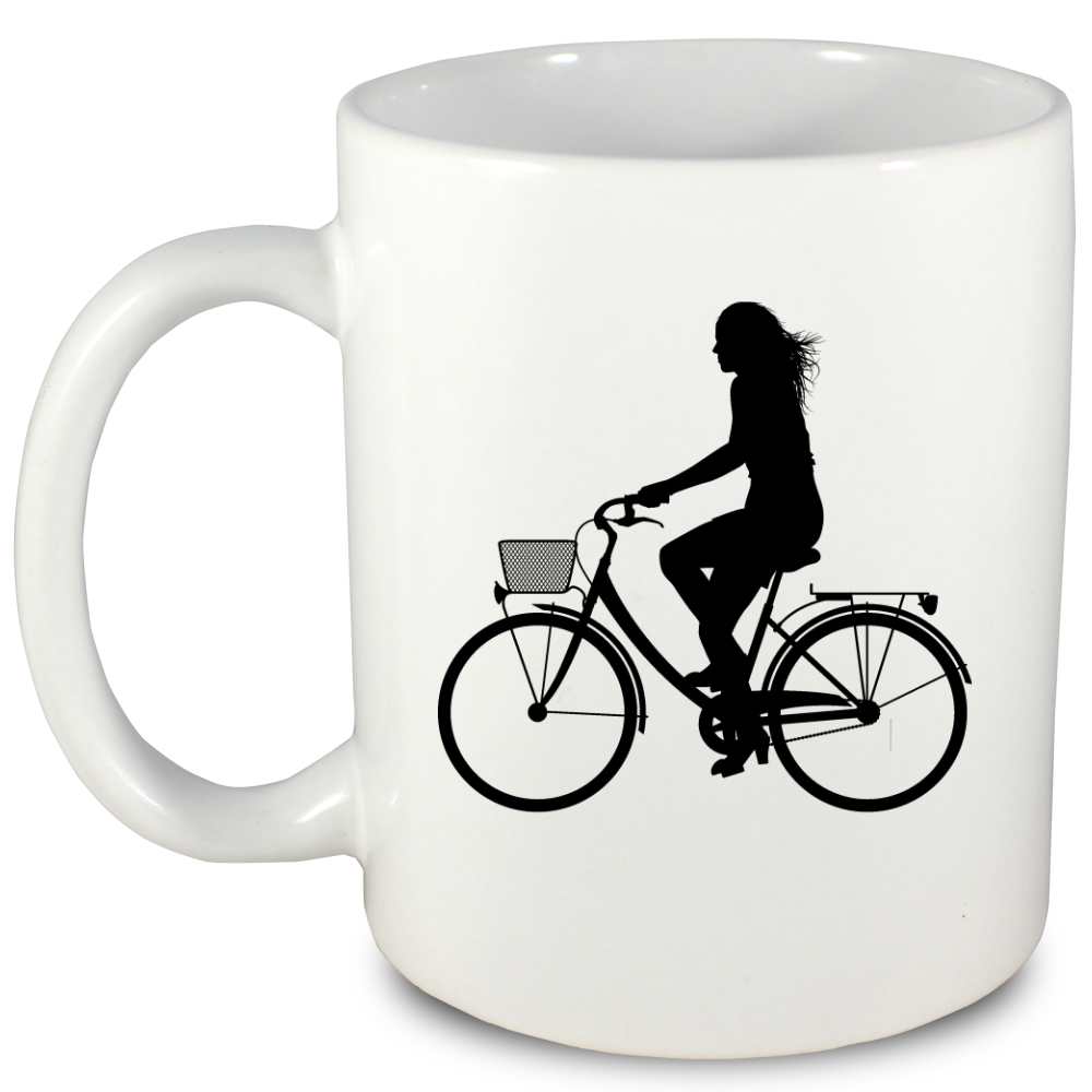 Kubek biały z grafiką roweru i imieniem do wyboru – dla rowerzystki #5