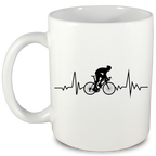 Kubek biały z grafiką „Rowerowe EKG, linia życia” – dla rowerzysty #10