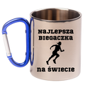 Biegowy kubek karabińczyk niebieski z nadrukiem "Najlepsza Biegaczka na Świecie" #2