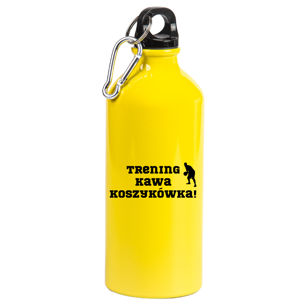 Bidon żółty 600 ml - koszykówka z napisem: "Trening Kawa Koszykówka" #1