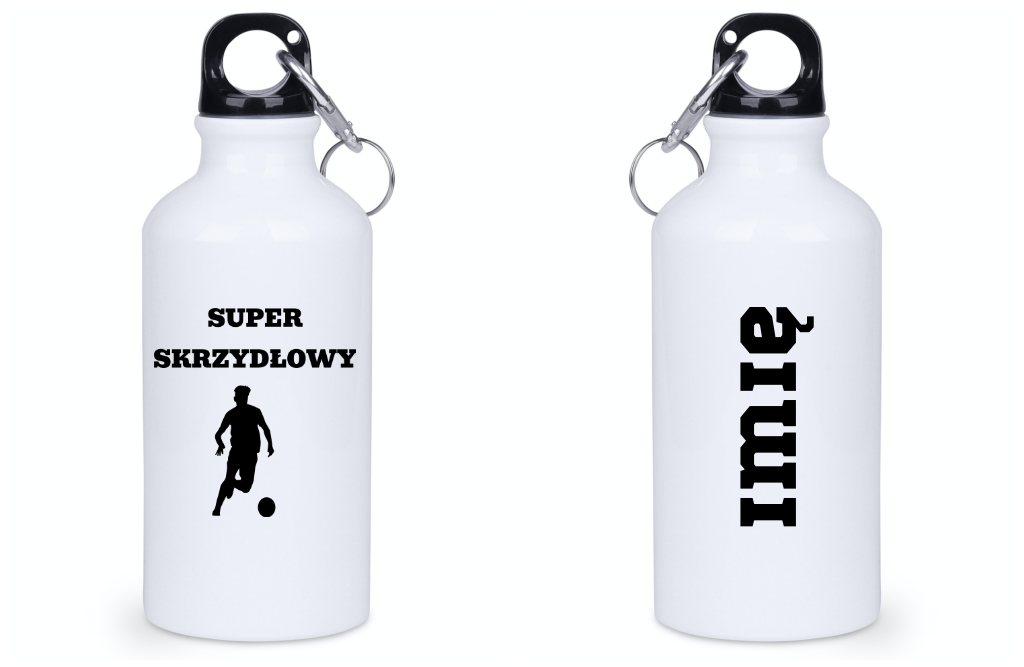 Bidon biały 400 ml z napisem "Super Skrzydłowy" – piłka nożna #1