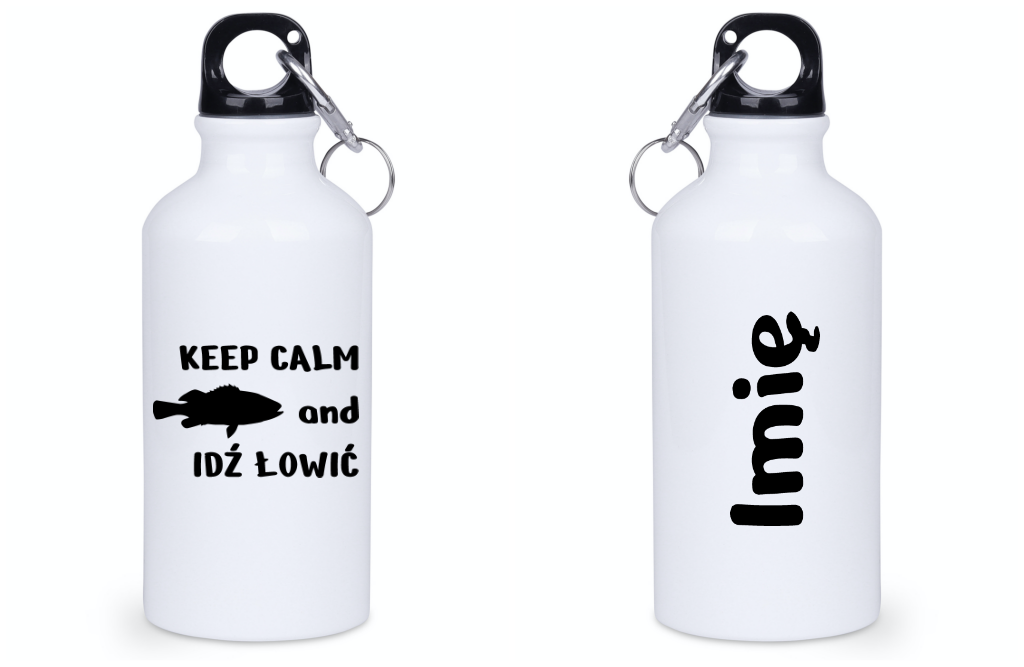 Bidon biały 400 ml z nadrukiem "KEEP CALM and IDŹ ŁOWIĆ" - wędkarstwo #5