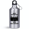 Butelka srebrna 400 ml z nadrukiem „Rzuć wszystko, jedź pod namiot” – camping, namiot #9
