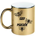 Kubek złoty z nadrukiem "Szef pszczół" - pszczelarstwo #3