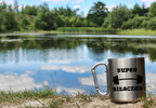 Kubek metalowy srebrny z karabińczykiem i nadrukiem „Super Siłaczka” – na siłownię #2
