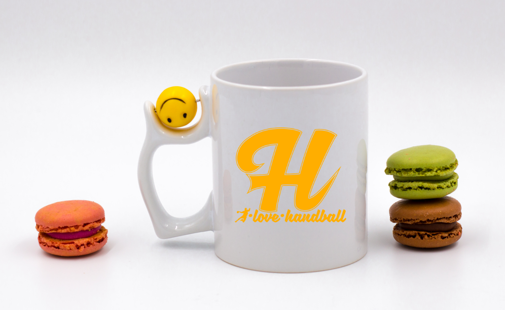 Kubek z piłką, żółtą literą "H" i napisem "I LOVE HANDBALL" #3