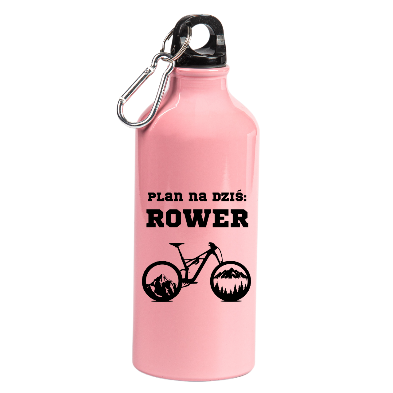 Butelka różowa 600 ml z nadrukiem "Plan na dziś: ROWER" - rower #9