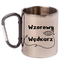 Kubek metalowy 300 ml z czarnym karabińczykiem i nadrukiem „Wzorowy Wędkarz” #1
