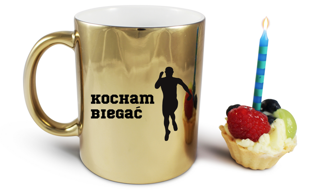 Kubek złoty prezent dla biegacza – nadruk "Kocham Biegać" #3