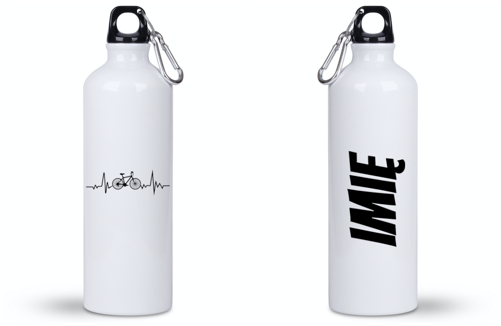 Butelka rowerowa biała 800 ml z grafiką „Rowerowe EKG, linia życia” – dla rowerzysty #9