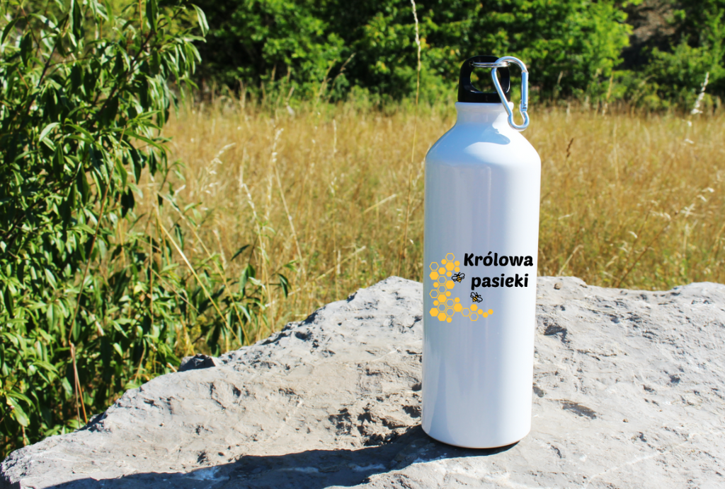 Bidon biały 800 ml z nadrukiem „Królowa pasieki” – pszczelarstwo #9