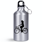 Butelka srebrna 400 ml z grafiką rowerową i imieniem do wyboru - dla rowerzystki #1
