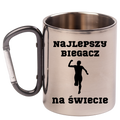 Biegowy kubek z karabińczykiem czarnym i nadrukiem "Najlepszy biegacz na świecie" #1