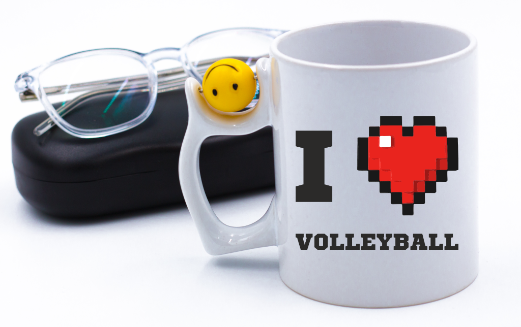 Kubek z piłką w uchwycie i napisem "I LOVE VOLLEYBALL" #1