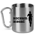 Kubek ze srebrnym karabińczykiem – z nadrukiem "Kocham Biegać" – dla pań, bieganie #4
