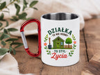 Kubek biały z czerwonym karabińczykiem „Działka to nie hobby, to styl życia” – działka, ogród #2