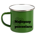 Kubek zielony emaliowany z nadrukiem „Najlepsza Pszczelarz” – pszczelarstwo #4