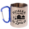 Kubek niebieski karabińczyk "Działka to nie hobby, to styl życia" - na działkę #4