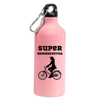 Butelka różowa 600 ml z nadrukiem "Super Rowerzystka" - rower #7