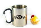 Kubek metalowy 300 ml z czarnym karabińczykiem i wędkarskie EKG, linia życia #2