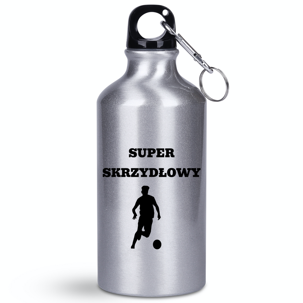 Butelka srebrna 400 ml z napisem "Super Skrzydłowy" – piłka nożna #1