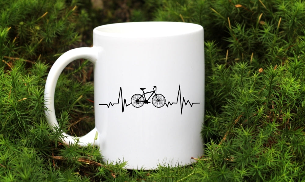 Kubek biały z grafiką "Rowerowe EKG, linia życia" – dla rowerzystów #4