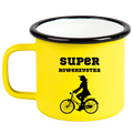 Kubek emaliowany żółty z nadrukiem "Super Rowerzystka" – dla rowerzystki #7