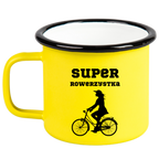 Kubek emaliowany żółty z nadrukiem "Super Rowerzystka" – dla rowerzystki #7
