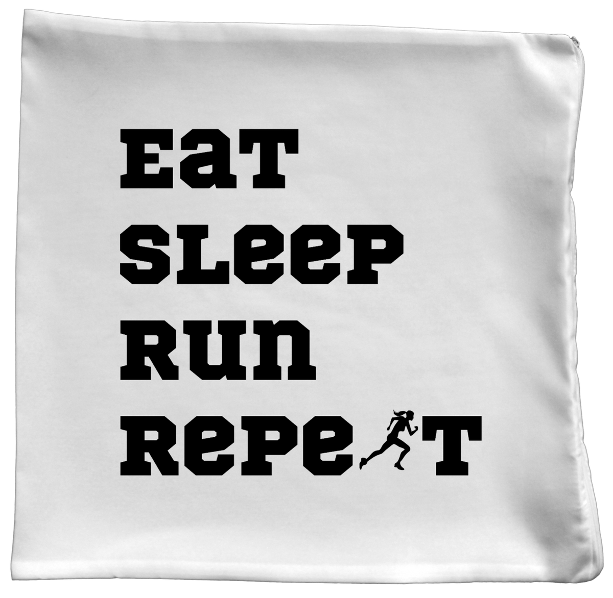 Poduszka dla biegaczki z nadrukiem "Eat Sleep Run Repeat" – bieganie #11