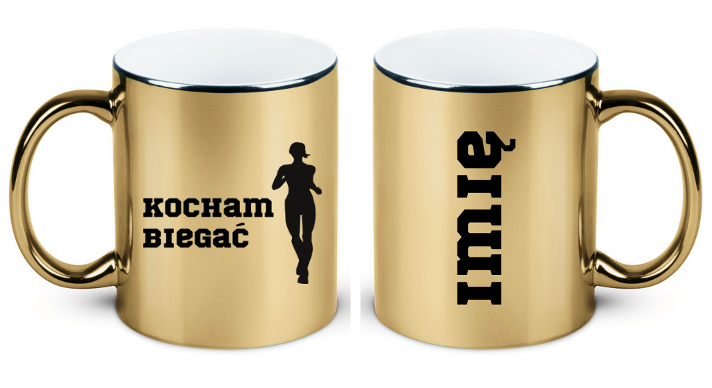 Kubek złoty prezent dla biegaczki – nadruk "Kocham Biegać" #4