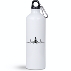 Butelka biała 800 ml na rower z grafiką rowerowego EKG, linia życia – dla rowerzystki #2