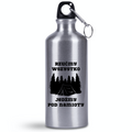 Bidon srebrny 500 ml z nadrukiem „Rzućmy wszystko, jedź pod namioty” – namioty, camping, wyprawa #9