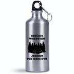 Bidon srebrny 500 ml z nadrukiem „Rzućmy wszystko, jedź pod namioty” – namioty, camping, wyprawa #9